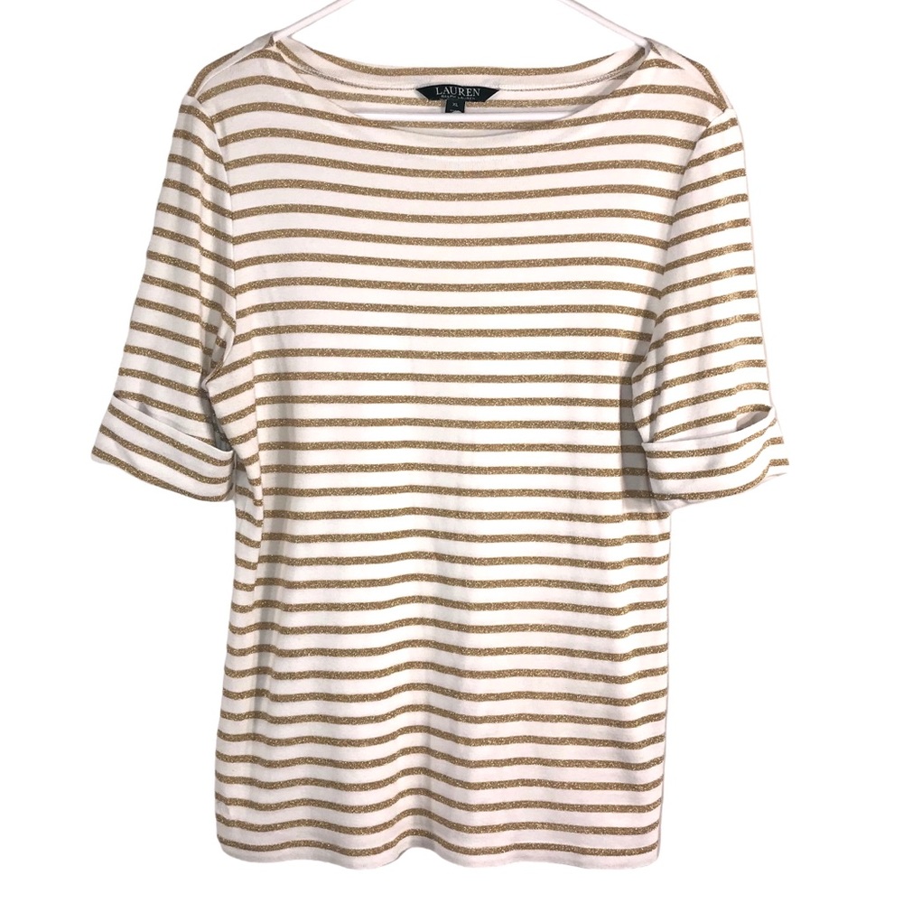 Lauren Ralph Lauren Metallic Golden Stripes Top